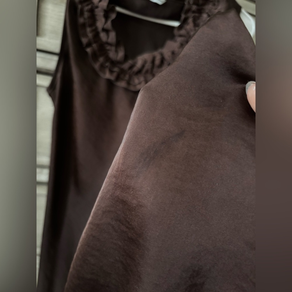 Chocolate Brown Ruffle Tank Top - Picture 5 of 5
